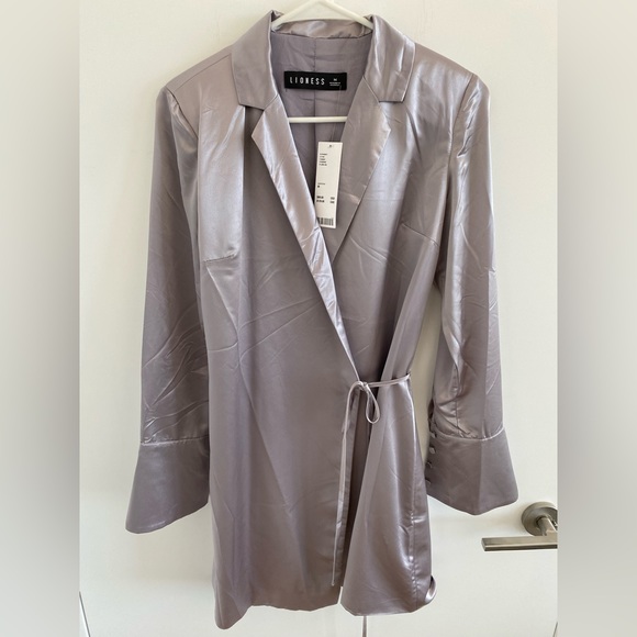 Lioness Catching Feelings Satin Wrap Mini Dress, Color: Lilac Size Medium NWT - Picture 2 of 7